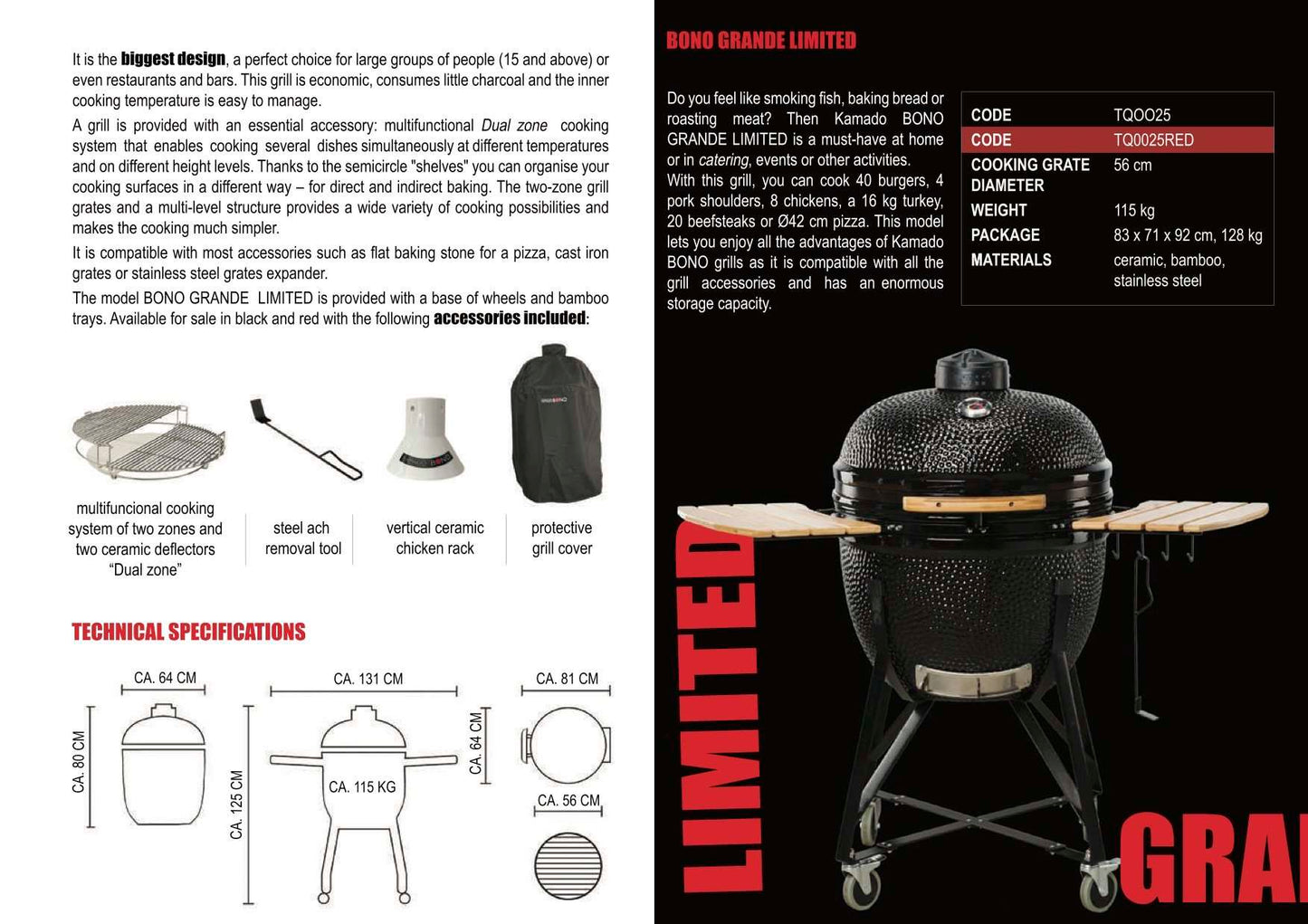 Kamado Bono Limited Ceramic Grill 25″ Black