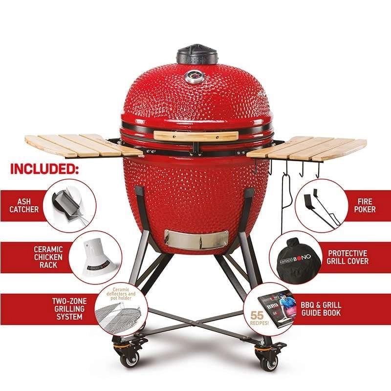 Kamado Bono Grande Ceramic Grill 23″ Red