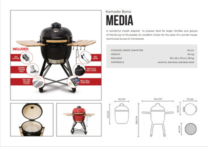 Kamado Bono Media Ceramic Grill 20″ Red