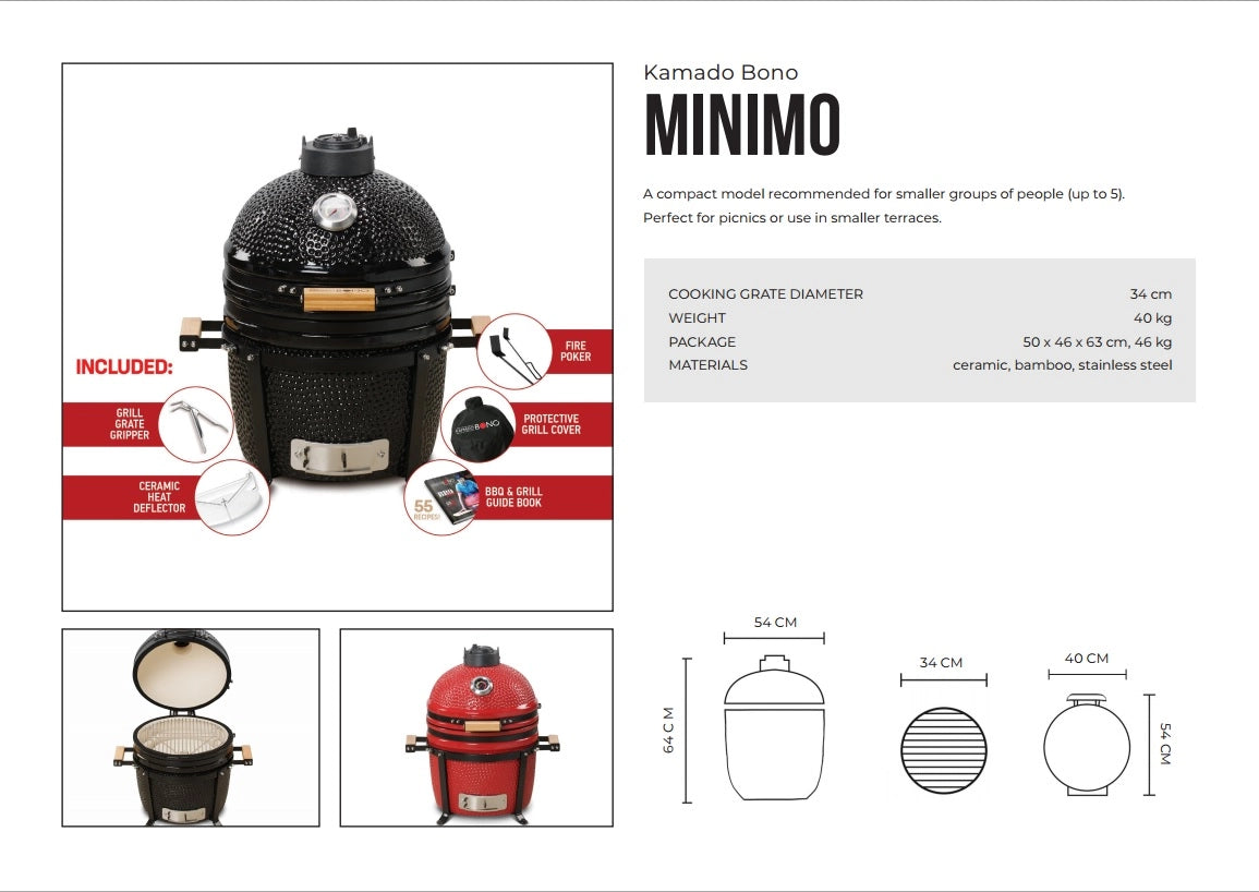 Kamado Bono Minimo Ceramic Grill 15 red